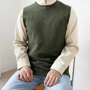 베이직 울 니트 조끼 베스트 심플 셔츠 레이어드 WED685D