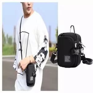 (색상 블랙)파우치 캐주얼 힙색 백 크로스 보조가방 미니 고리