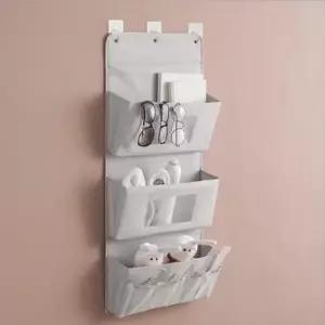 도어 행거 수납 파우치 벽걸이 3단 멀티 포켓 월포켓 문걸이 자취 필수품 무지린넨