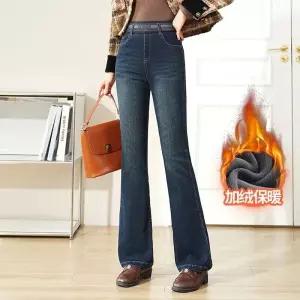 여자청바지 9부 기모 청바지 밴딩 겨울 슬림핏 부츠컷 바지 원템4