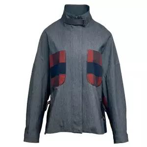 [데시데](마산점)하이넥 비조카라 체크믹스 짚업자켓 DOW507