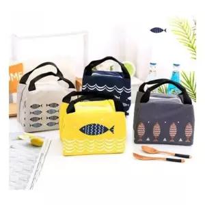 아이스 보냉 가방 지퍼형 휴대용 쿨러백 보온 냉장 캠핑 물고기 패턴 백