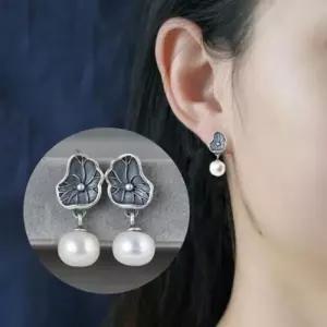 ( )8MM 담수진주 S925 은침 연잎 심플 이어링 선물박스