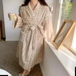 여성가운 남녀 커플로브 하운드체크 패턴 극세사 로브 수면가운