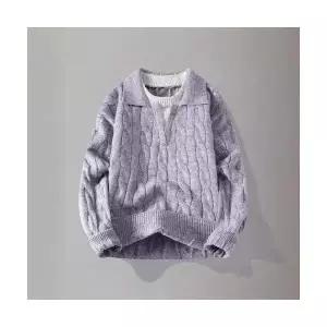 남자니트 칼라넥 가짜 투피스 터틀넥 꽈배기 풀오버 가을 겨울 도톰 브이넥 니트 탑 원템4