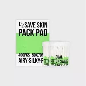 아모레베이직 토너 아껴주는 1/2 스킨팩 화장솜 400매 + 면봉 300매