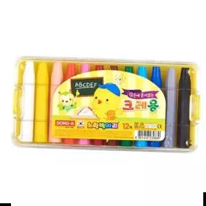 미술시간 동아 크레파스 12색 노랑병아리 투명케이스 박스(96개입)