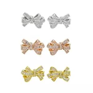 [다잇템] 여자 큐빅 스터드 실버침 쁘띠 섬세한 리본 귀걸이_24094712_588872