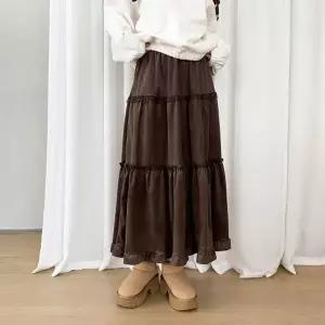 [다잇템] 여성 레이스 MAXI 고무줄 롱치마_24095122_588872