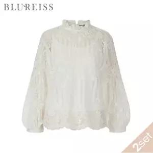 [블루레이스] [2SET]레이스 볼륨소매 블라우스_B6S1BL5101