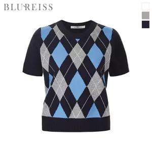 [블루레이스] 배색 다이아 반팔 니트_B6S1KT2061