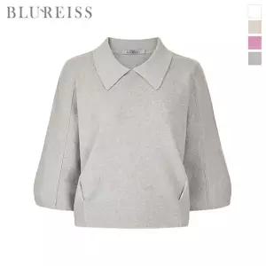 [블루레이스] 카라 핀턱 볼륨소매 니트_B6S1KT2051