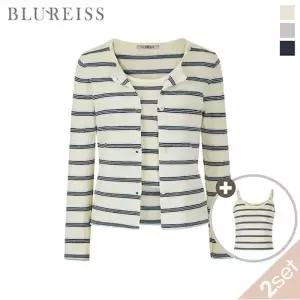 [블루레이스] [2SET]줄지 라운드넥 가디건+나시_B6S1KC4521
