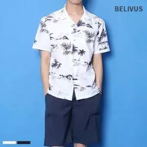 남성용 반팔 하와이안 패턴 셔츠 일반핏 여름 남방 BSD103