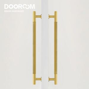 Dooroom-황동 문 더블 싱글 양면 선형 스트라이프 풀 바 우드 게이트 유리 샤워 룸 매트 골드 블랙 핸들 황