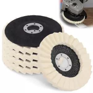 누테아스 5팩 울 펠트 플랩 디스크 버핑 휠 4-1/2 x 7/8 Arbor 연마 앵글 그라인더 마블 메탈 스톤