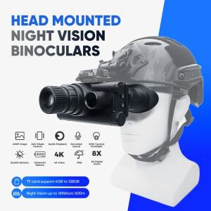 4K 해상도 UHD 40MP 적외선 쌍안경 및 전술 사냥용 카메라가 장착된 헤드 마운트 디지털 야간 투시 장치