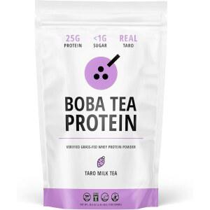 보바 차 단백질 타로 밀크 | 25g 잔디 사료 유청 분리 분말 글루텐 프리 및 대두 버블 티 음료 진짜 성분