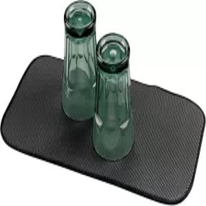 디자인 드라이 패브릭 미니 주방 조리대 흡수식 식기 건조 매트 18인치 x 9인치 - 블랙
