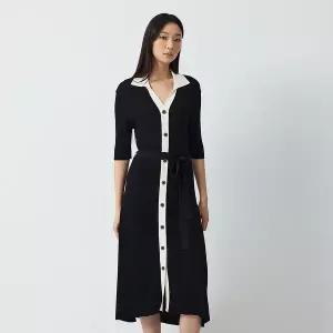 JAJU (이월) 여 니트 배색 반팔 원피스 531655