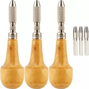 CYSFETENA 3 세트 핀 바이스 핸드 드릴 나무 손잡이가 있는 그레이버 타입 척 금 장신구 제작 석재 세팅 및