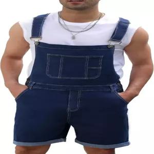 베이티니 남성 데님 반바지 빕 전체 진 롬퍼 캐주얼 루즈핏 워크숏 여름 점프수트 커버롤 지퍼 포함