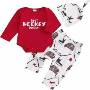 구치어 신생아 남자 옷 가을 겨울 의상 스하키 긴팔 롬퍼 셔츠 상의 바지 모자 세트