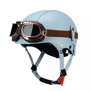레트로 반모 오토바이 헬멧 통풍 가죽느낌 남녀공용