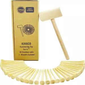 용 키하코 망치질 및 두드리는 장난감에는 나무 망치 1개와 대나무 못 30개가 포함되어 있으며 미세 운동