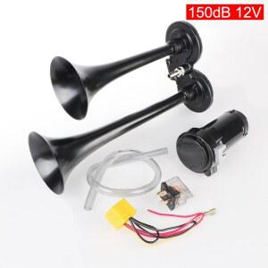 오토바이 보트 트럭용 150DB 전기 시끄러운 압축기 경적 12V 80A 수정 듀얼 트럼펫 공기 릴레이