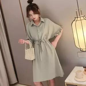 소매 카라원피스 체형 데일리룩 커버 원피스 임산부원피스 허리밴딩원피스