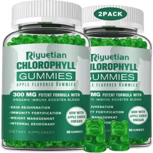 무설탕 엽록소 구미 - 여과되지 않은 ACV 및 비타민 C B12 에너지 부스트 면역 소화 지원 천연