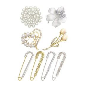여성용 우아한 브로치 핀 8개 결혼식 신부 졸업식 교사 감사 선물 스웨터 숄 드레스 셔츠 클립 안전