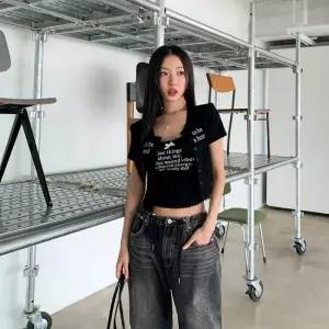 온나핏 덴즈민 레이스 레터링 잔골지 나시 반팔 여자가디건 트위드가디건