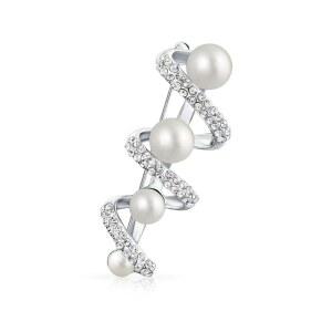 크리스마스 우아한 브라이덜 홀리데이 마퀴즈 CZ 라운드 크리스탈 화이트 모조 진주 화환 서클 스카프 브로치 핀 여성 웨딩 골드 실버 도금