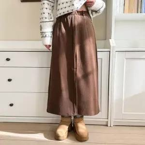 [하프클럽/]여성 겨울 기모 트임 밴딩 롱 스커트