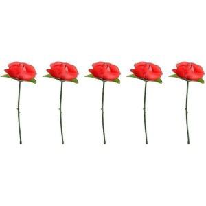 5팩 접이식 로즈 매직 트릭 - 클로즈업 쇼, 거리 공연 및 파티 장난을 위한 즉각적인 꽃 모양 착시 | 유연한 합금 꽃잎 키트 액세서리(크림슨 레드)