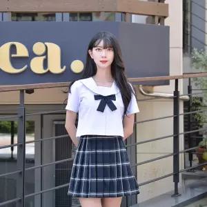 세라복 원피스 교복몰 인디고 마린 체크 세라복 세트 (반팔)