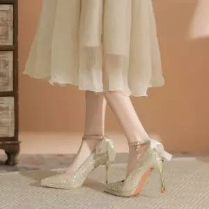 하이힐 스팽글 드레스 힐 슈즈 가보시 수화 웨딩 단화 크리스탈 스틸레토 투웨이 리본 여자신발 프렌치 힐