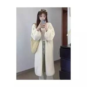 여성 스타일 롱 가디건 수피 공예 니트 하프 카디건 가을 겨울 초 소매 무릎 위 스포M4