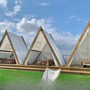 인디언텐트 야외캠핑 대형 화목난로 발판미 목재 스트립 마운틴하이커 굴뚝