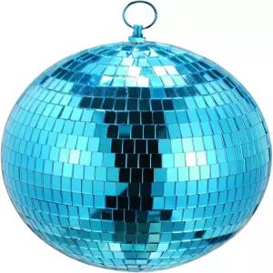 MECCANIXITY 미러볼 8인치 유리 디스코볼 장식 DJ 클럽 무대 웨딩 휴일 바 파티 장식용 걸이 링 블루