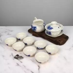 청화백자 당초나비 개완 개합 다기세트 다도 중국다기 경덕진다기 찻잔세트