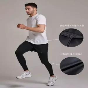 남성용 스포츠 멀티포켓 신축성 투인원 기능성 레깅스