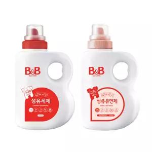 비앤비 섬유세제 용기 1500ml x1개+유연제 자스민 용기 1500ml x1개 시그니처 아기 유아