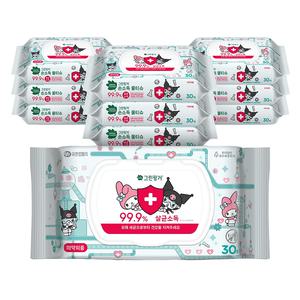 그린핑거 손소독물티슈 마이멜로디&쿠로미 에디션 캡형 30매 X 10팩 촉촉함