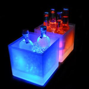 냉풍기 LED RGB 아이스 버킷 더블 레이어 스퀘어 트레이 샴페인 위스키 맥주 5L