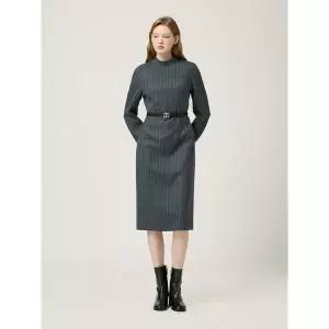 [모조에스핀]하이넥 벨티드 일자핏 원피스 J244MSE036_DG