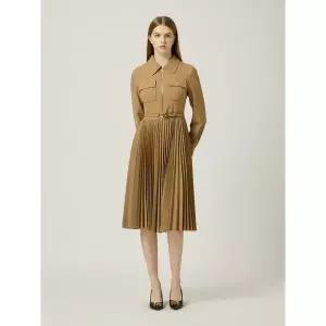 [모조에스핀]카라 집업 플리츠 원피스 J243MSE020_DG