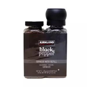 커클랜드 시그니춰 흑후추 그라인더 & 리필 357g 대용량 통후추 향신료 조미료 요리용 후추 고기 생선 풍미